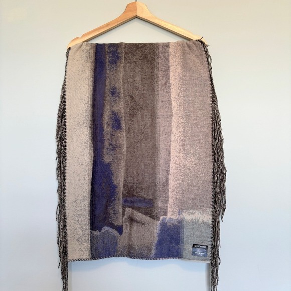 Fraas Cashmink Women's Wrap Shawl Wide Scarf Tassels Gray Purple Winter Vibes - Picture 7 of 9